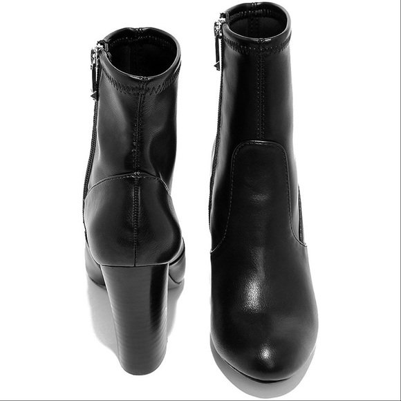 NIB Black Chunky High Heel Mid Calf Boots - Picture 4 of 5